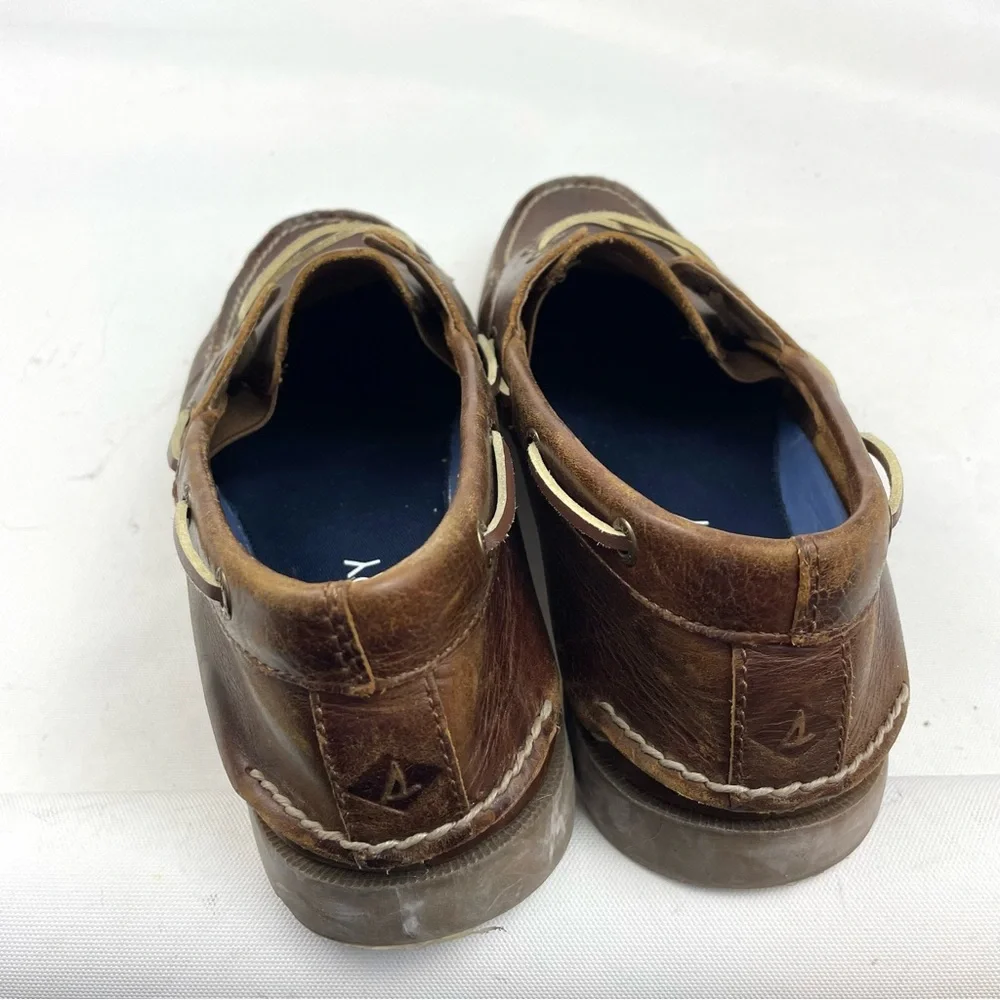 Sperry Men’s Leeward 2-Eye Dark Brown Leather Boat Shoes 11.5